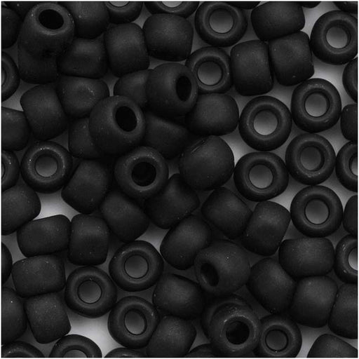 Toho Round Seed Beads 6/0 49F 'Opaque Frosted Jet' 8 Gram Tube