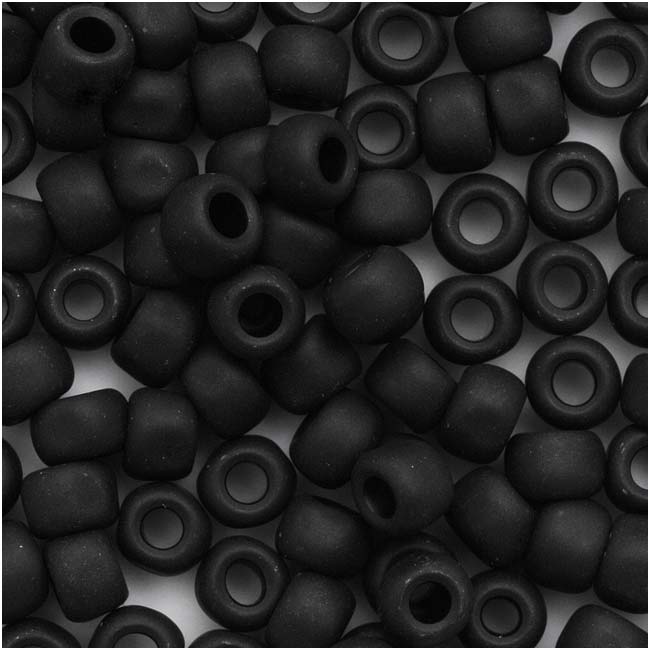 Toho Round Seed Beads 6/0 49F 'Opaque Frosted Jet' 8 Gram Tube