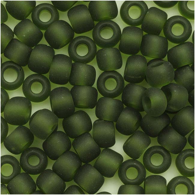 Toho Round Seed Beads 6/0 940F 'Transparent Frosted Olivine' 8 Gram Tube
