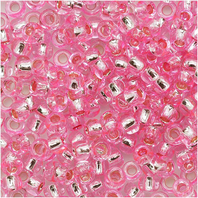 Toho Round Seed Beads 8/0 38 'Silver Lined Pink' 8 Gram Tube
