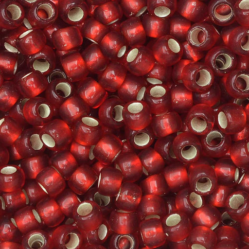 Toho Seed Beads, Round 8/0 #25CF 'Silver Lined Frosted Ruby' (8 Grams)