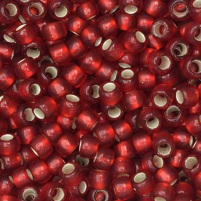 Toho Seed Beads, Round 8/0 #25CF 'Silver Lined Frosted Ruby' (8 Grams)