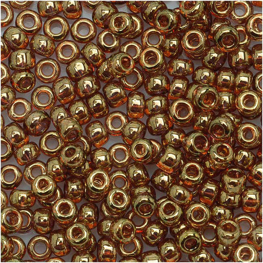Toho Round Seed Beads 8/0 421 'Gold Lustered Transparent Pink' 8 Gram Tube