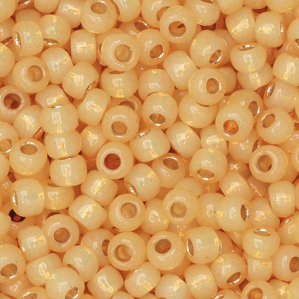 Toho Seed Beads, Round 8/0 #PF2110 'PermaFinish Silver Lined Milky Light Topaz' (8 Grams)