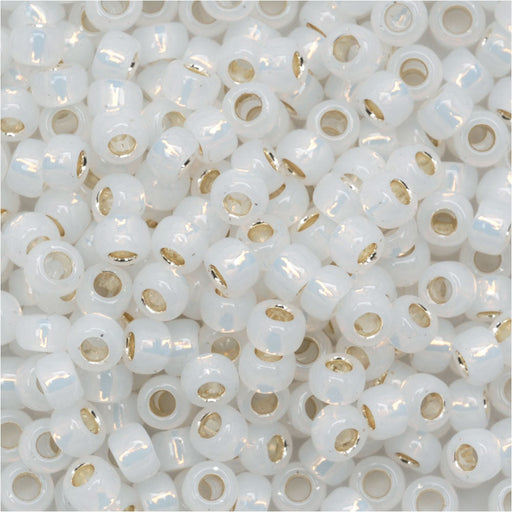 Toho Round Seed Beads 8/0 2100 Silver Lined Milky White 8 Gram Tube