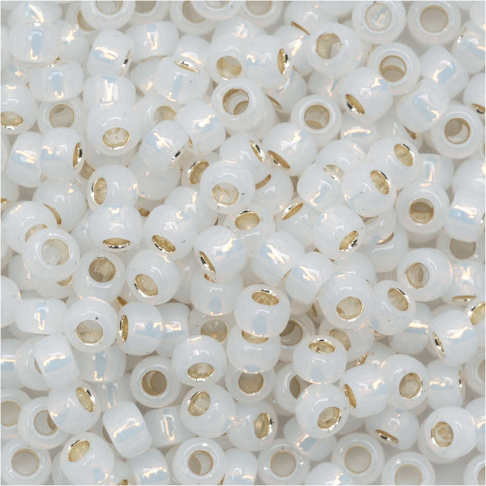Toho Round Seed Beads 8/0 2100 Silver Lined Milky White 8 Gram Tube