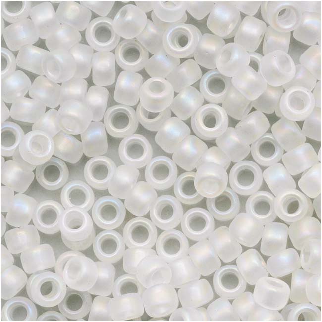 Toho Round Seed Beads 8/0 161F 'Transparent Rainbow Frosted Crystal' 8 Gram Tube