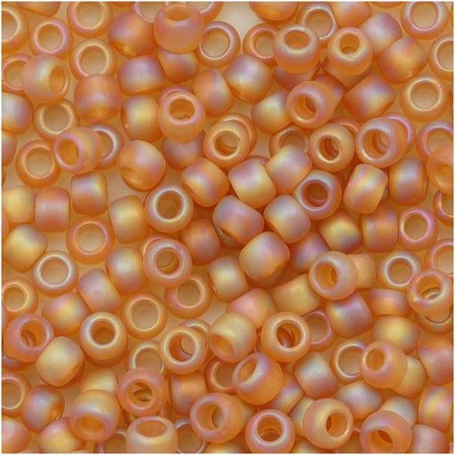 Toho Round Seed Beads 8/0 162CF 'Transparent Rainbow Frosted Dark Topaz' 8 Gram Tube