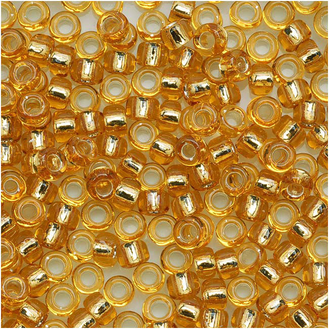 Toho Round Seed Beads 8/0 22B 'Silver Lined Med Topaz' 8 Gram Tube