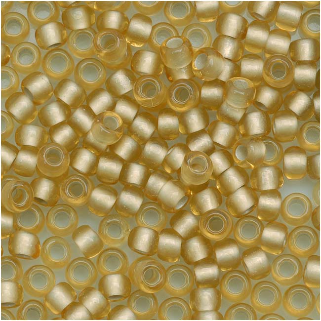 Toho Round Seed Beads 8/0 22F 'Silver Lined Frosted Lt Topaz' 8 Gram Tube
