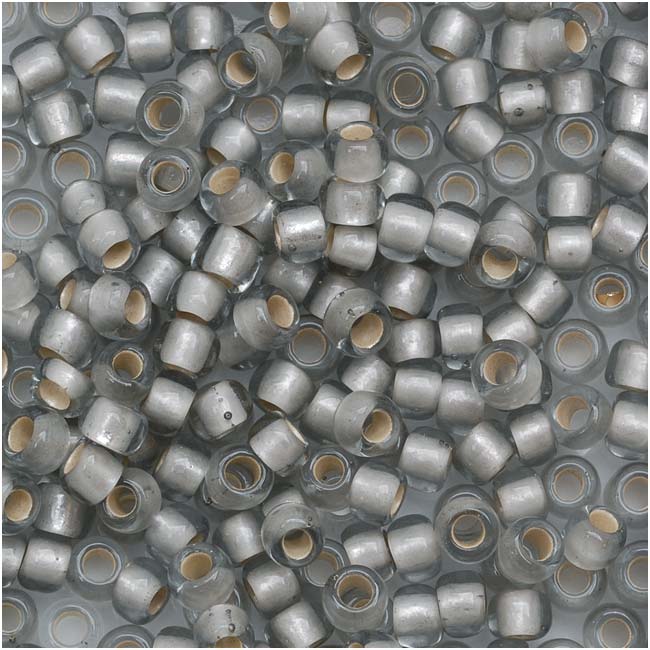 Toho Round Seed Beads 8/0 29AF 'Silver Lined Frosted Black Diamond' 8 Gram Tube
