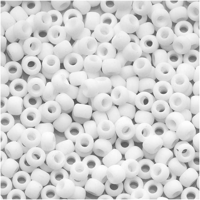 Toho Round Seed Beads 8/0 #41F Opaque Frosted White 8 Gram Tube