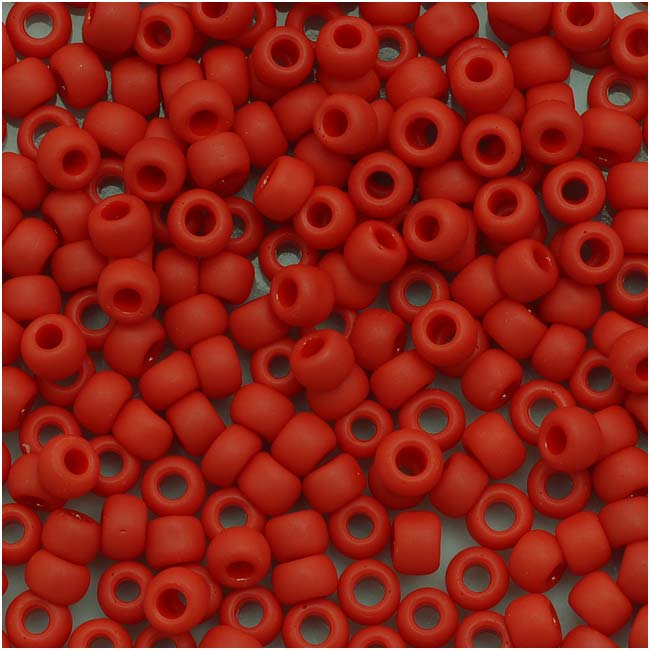 Toho Round Seed Beads 8/0 45AF 'Opaque Frosted Cherry' 8 Gram Tube