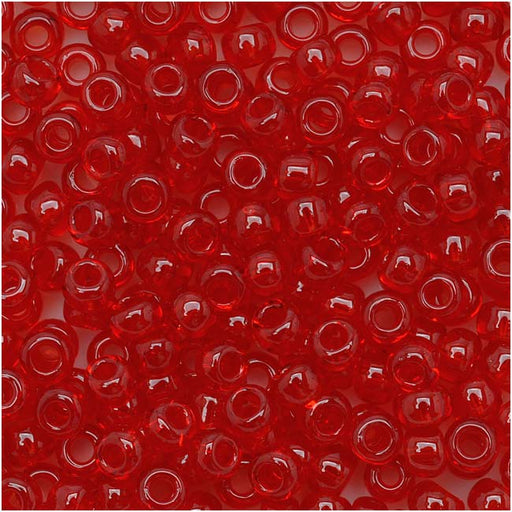Toho Round Seed Beads 8/0 5B Transparent Siam Ruby 8 Gram Tube