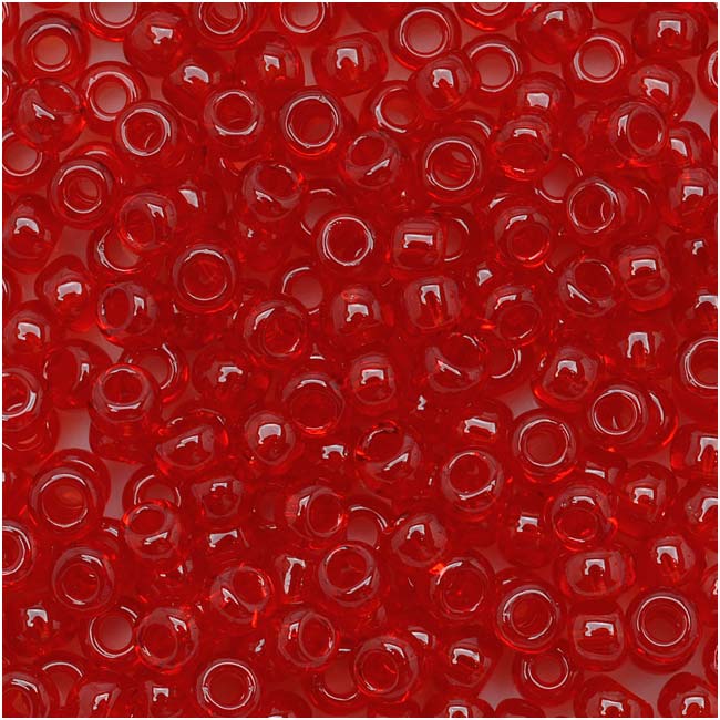 Toho Round Seed Beads 8/0 5B Transparent Siam Ruby 8 Gram Tube