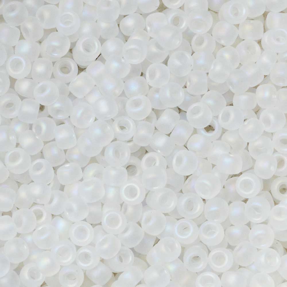 Toho Seed Beads, Round 11/0 #161F 'Transparent Rainbow Frosted Crystal' (8 Grams)