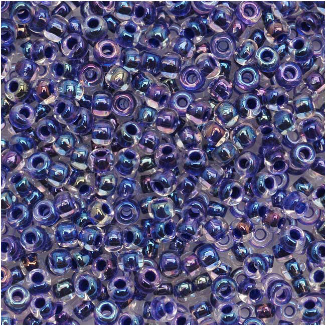 Toho Round Seed Beads 11/0 181 'Rainbow Crystal/Tanzanite Lined' 8 Gram Tube