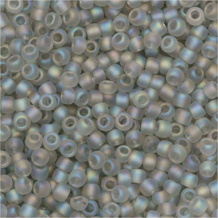Toho Seed Beads, Round 11/0 #176AF 'Transparent Rainbow Frosted Black Diamond' (8 Grams)
