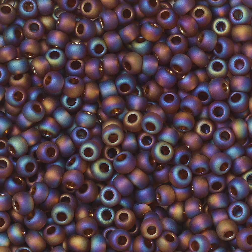 Toho Seed Beads, Round 11/0 #177F 'Transparent Rainbow Frosted Smoky Topaz' (8 Grams)
