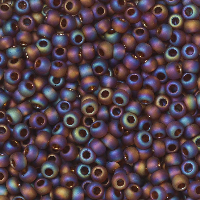 Toho Seed Beads, Round 11/0 #177F 'Transparent Rainbow Frosted Smoky Topaz' (8 Grams)
