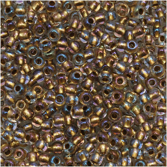 Toho Round Seed Beads 11/0 262 'Crystal/Gold Lined' 8 Gram Tube
