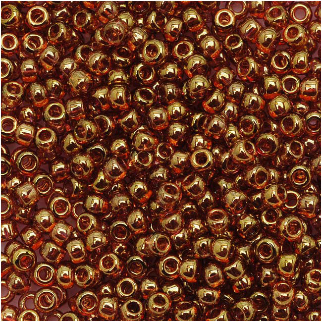 Toho Round Seed Beads 11/0 421 'Gold Lustered Transparent Pink' 8 Gram Tube