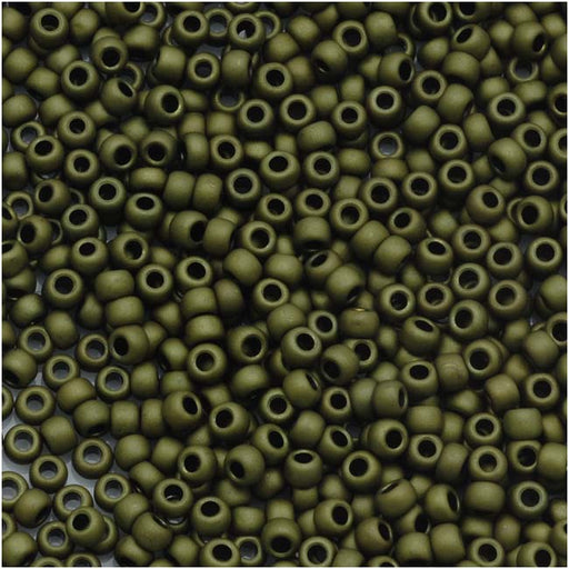 Toho Round Seed Beads 11/0 #617 'Matte Dark Olive' 8g