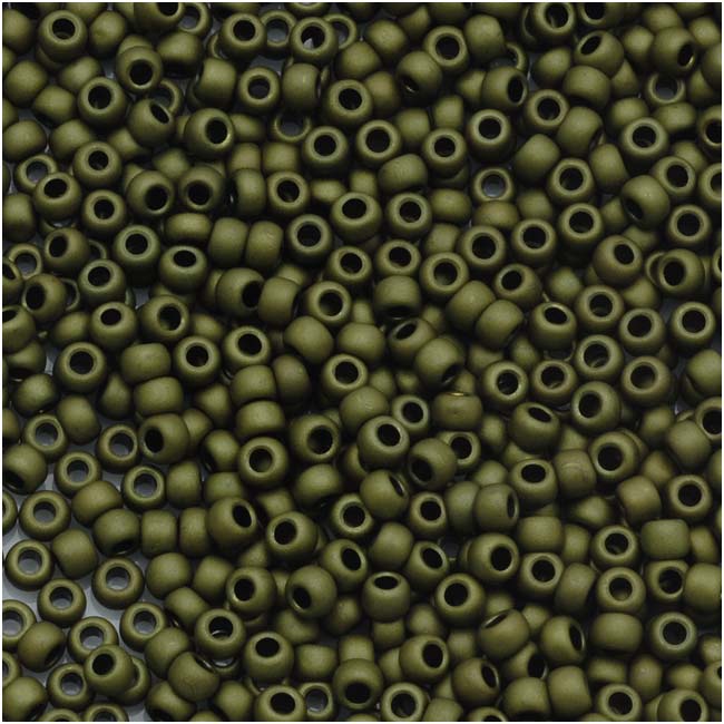 Toho Round Seed Beads 11/0 #617 'Matte Dark Olive' 8g
