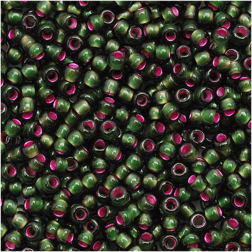 Toho Round Seed Beads 11/0 2204 'Silver Lined Frosted Olivine Pink Lined' 8 Gram Tube