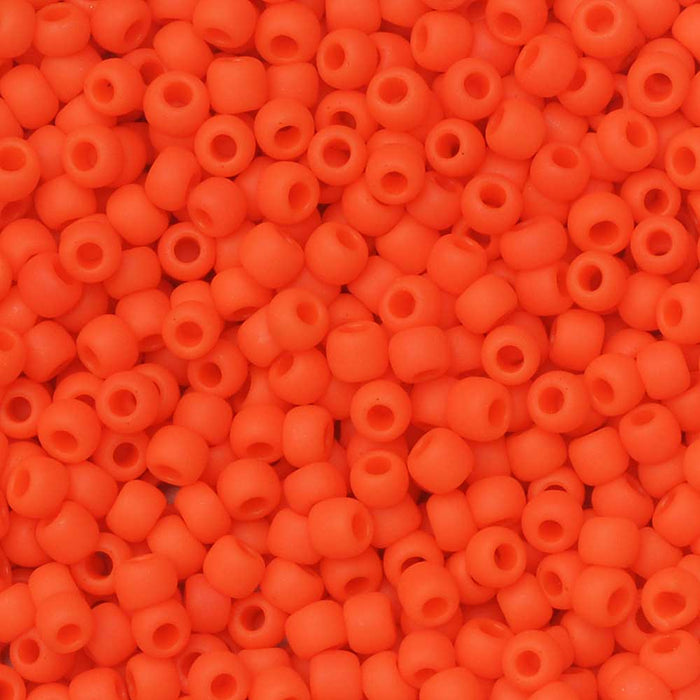 Toho Seed Beads, Round 11/0 #50F 'Opaque Frosted Sunset Orange' (8 Grams)