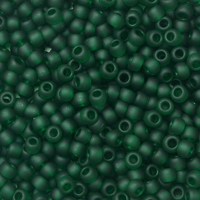 Toho Seed Beads, Round 11/0 #939F 'Transparent Frosted Green Emerald' (8 Grams)