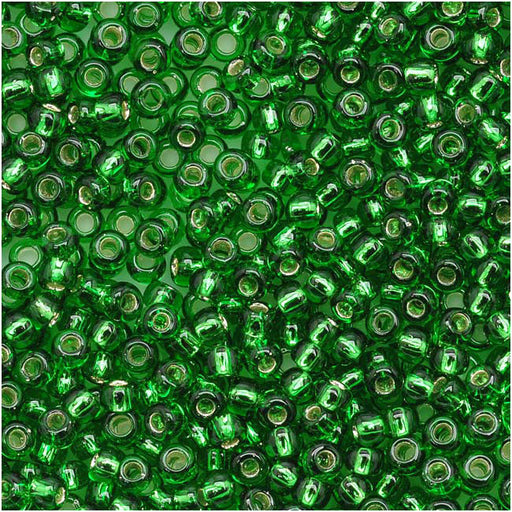 Toho Round Seed Beads 11/0 #27B 'Silver Lined Grass Green' 8 Gram Tube