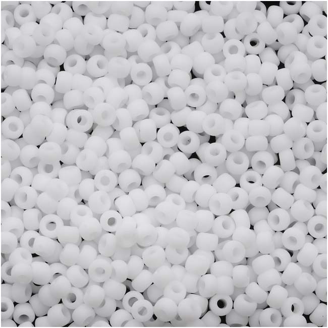 Toho Round Seed Beads 11/0 #41F Opaque Frosted White 8g