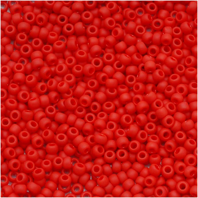 Toho Round Seed Beads 11/0 #45AF 'Opaque Frosted Cherry' 8g