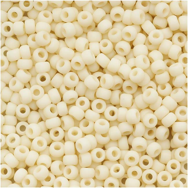 Toho Round Seed Beads 11/0 51F 'Opaque Frosted Lt Beige' 8 Gram Tube