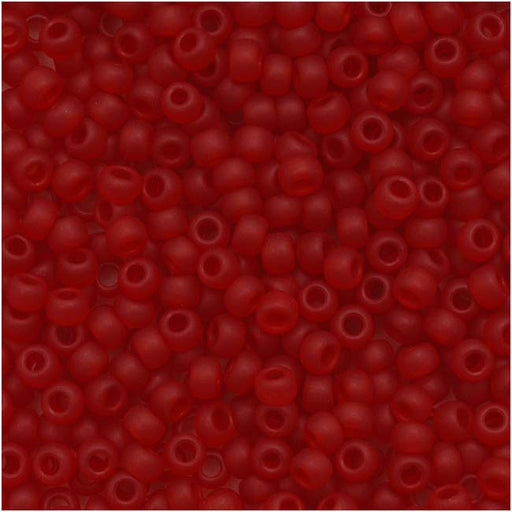 Toho Round Seed Beads 11/0 5CF 'Transparent Frosted Ruby' 8 Gram Tube