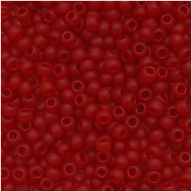 Toho Round Seed Beads 11/0 5CF 'Transparent Frosted Ruby' 8 Gram Tube