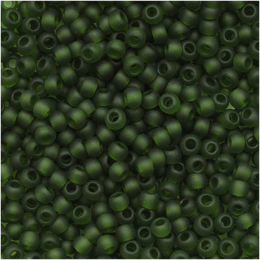 Toho Round Seed Beads 11/0 #940F 'Transparent Frosted Olivine' 8 Gram Tube