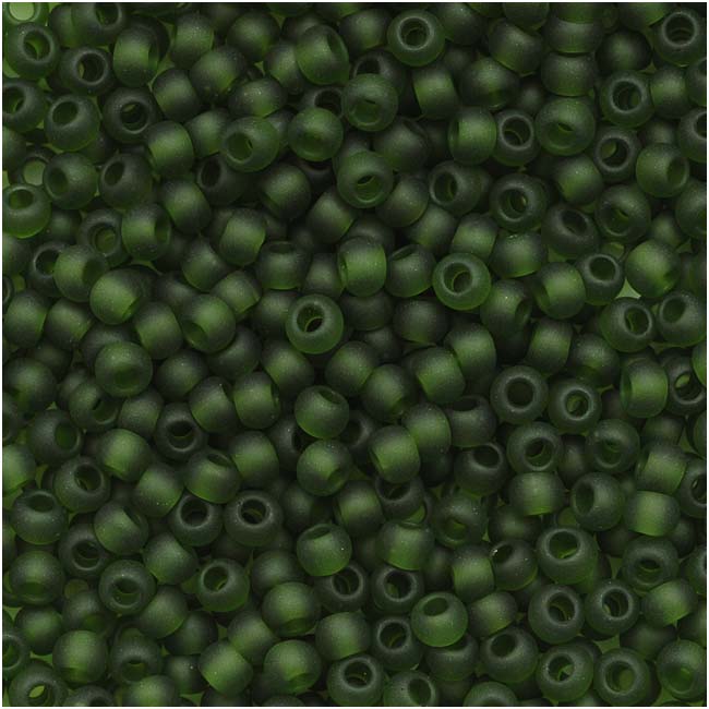 Toho Round Seed Beads 11/0 #940F 'Transparent Frosted Olivine' 8 Gram Tube