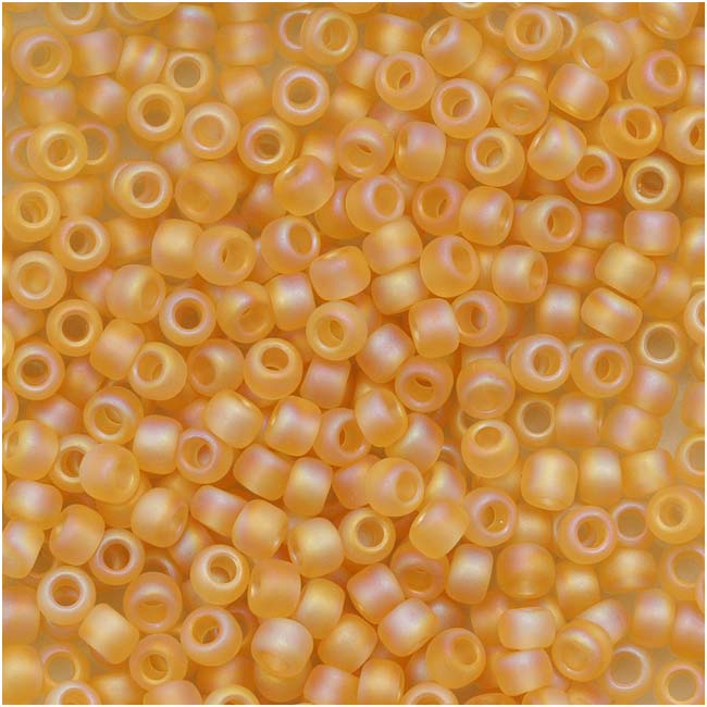 Toho Round Seed Beads 11/0 162F 'Transparent Rainbow Frosted Lt Topaz' 8 Gram Tube