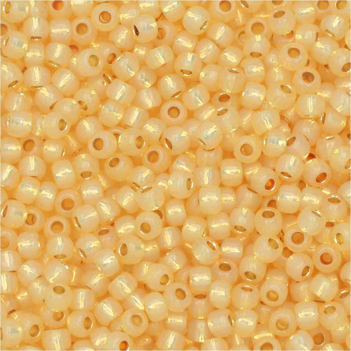 Toho Seed Beads, Round 11/0 #PF2110 'PermaFinish Silver Lined Milky Light Topaz' (8 Grams)