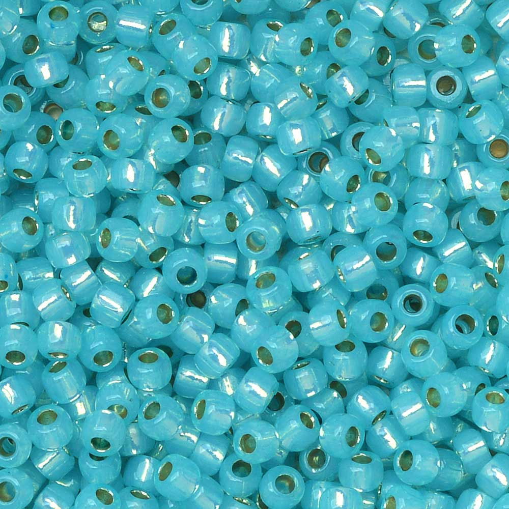 Toho Seed Beads, Round 11/0 #PF2117 'PermaFinish Silver Lined Milky Aqua' (8 Grams)