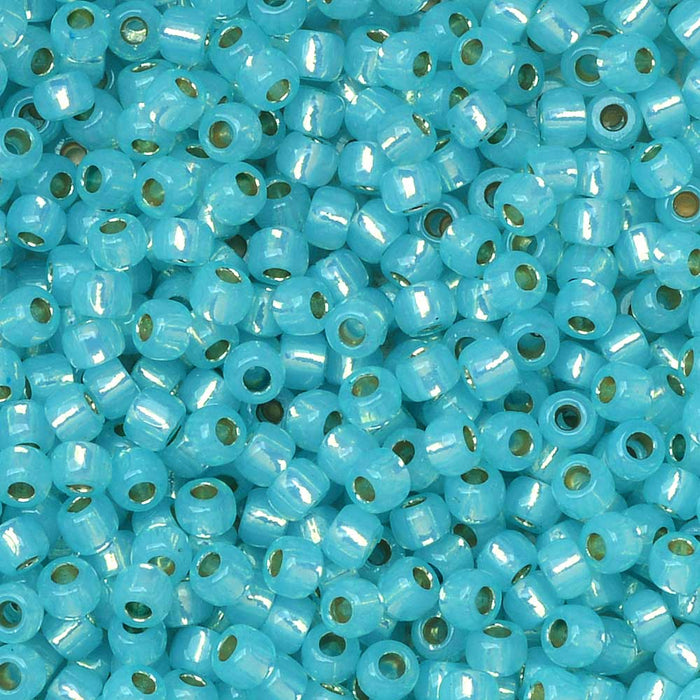 Toho Seed Beads, Round 11/0 #PF2117 'PermaFinish Silver Lined Milky Aqua' (8 Grams)