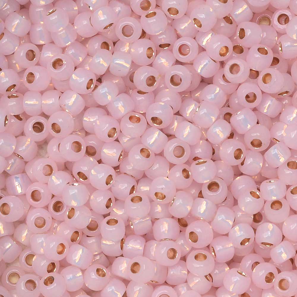 Toho Seed Beads, Round 11/0 #PF2120 'PermaFinish Silver Lined Milky Soft Pink' (8 Grams)