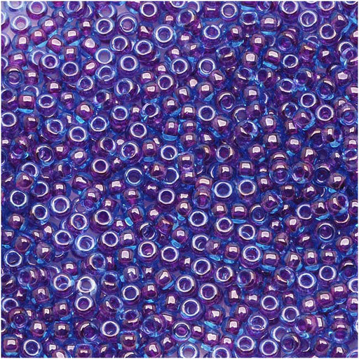 Toho Round Seed Beads 11/0 #252 'Aqua/Purple Lined' 8g