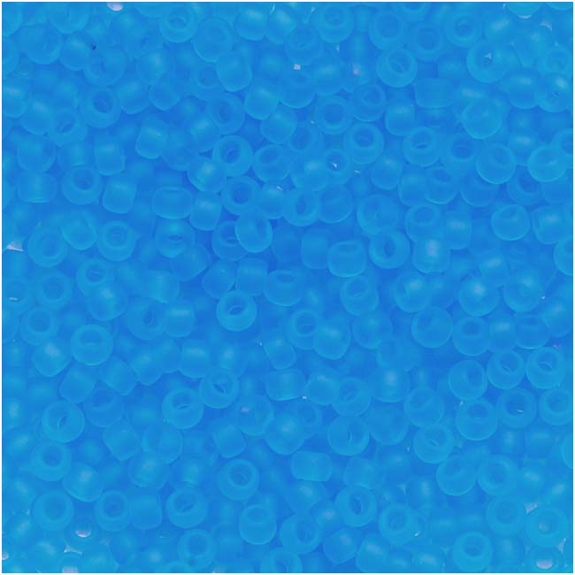 Toho Round Seed Beads 11/0 #3BF 'Transparent Frosted Medium Aqua' 8g