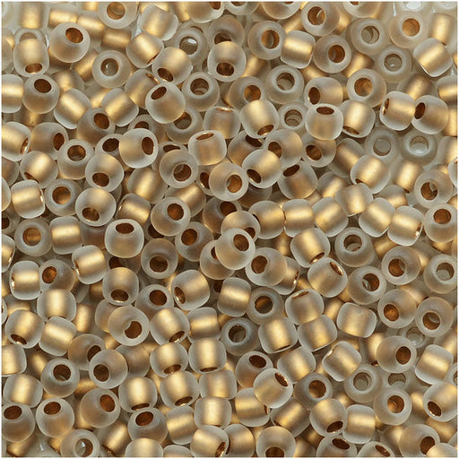 Toho Round Seed Beads 11/0 #989F - Frosted Gold-Lined Crystal (8 Grams)