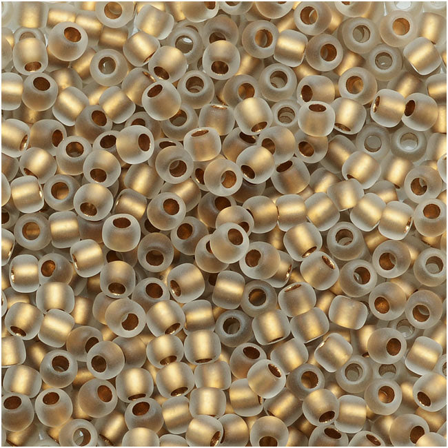 Toho Round Seed Beads 11/0 #989F - Frosted Gold-Lined Crystal (8 Grams)