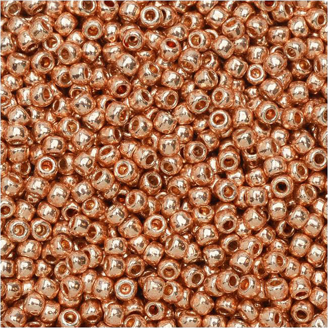 Toho Round Seed Beads 11/0 #PF551 - Permanent Finish Galvanized Rose Gold (8 grams)