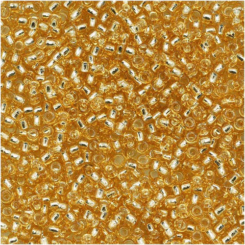 Toho Round Seed Beads 15/0 22 'Silver Lined Lt Topaz' 8 Gram Tube